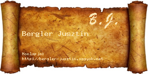 Bergler Jusztin névjegykártya